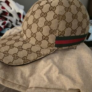 Gucci Beige Monogram Baseball Cap